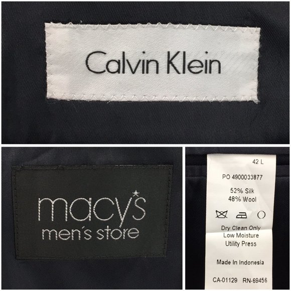 Calvin Klein Mens Blazer Sport Coat Two Button Casual Jacket 42L Silk Wool Suits - Picture 8 of 13